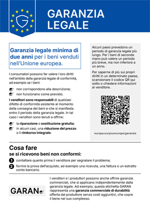 Avviso armonizzato della Garanzia Legale