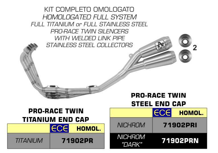 Pro-Race Twin - Titanio - Scarico Completo - ARROW